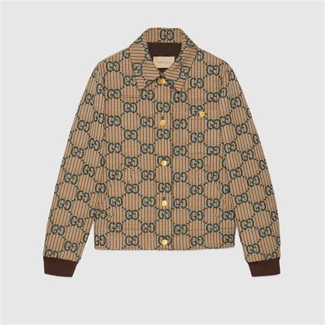 GG wool bomber jacket in beige and dark green 